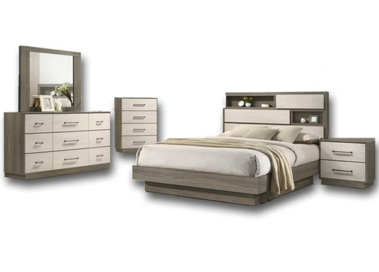 QUEEN 8-PIECE BEDROOM SET - NATURAL/WHITE WASH 01