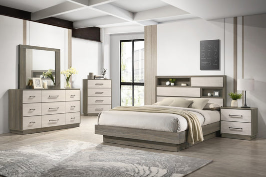 QUEEN 8-PIECE BEDROOM SET - NATURAL/WHITE WASH 01